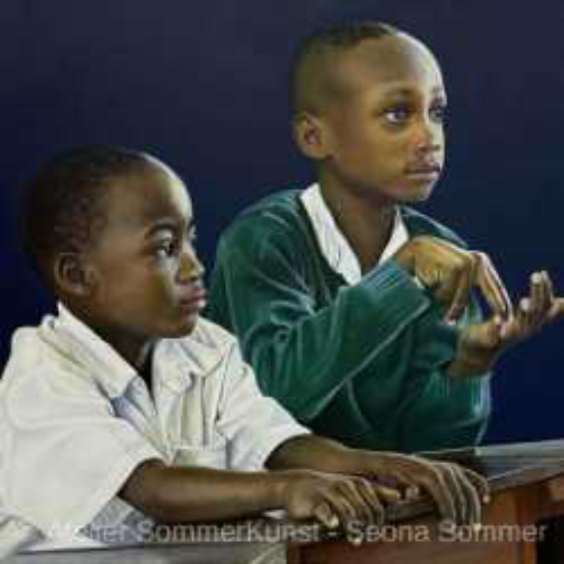 Schoolchildren in Tanzania 4 | oil on canvas, 80 x 100 cm