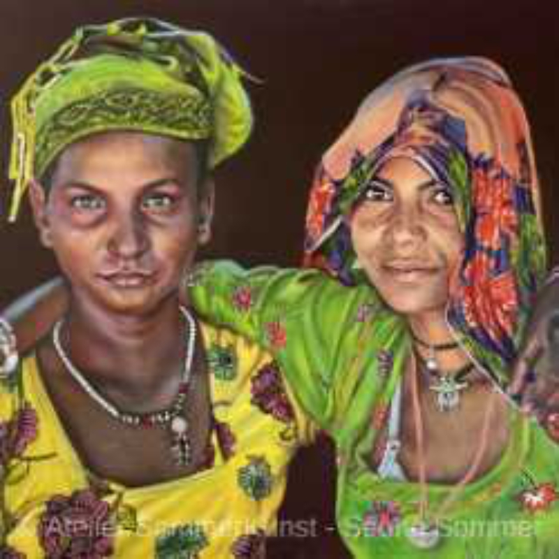 Friends in India, 2022 | oil on canvas, 70 x 100 cm (reference photo: Anjan Gosh)