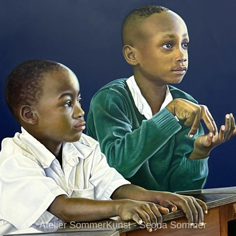 Schoolchildren in Tanzania 4 | Öl auf Leinwand, 80 x 100 cm