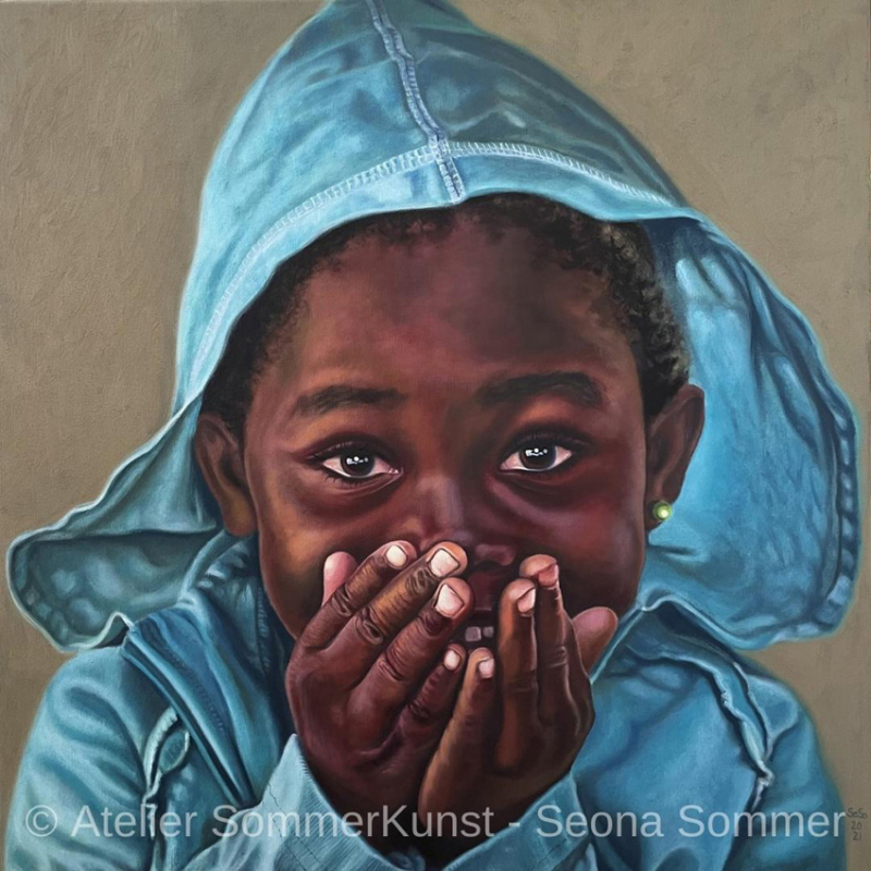 Let Me Tell You Something | Öl auf Leinwand, 70 x 70 cm (Referenzfoto: Laia López Barnadas) | Kontakt: Galerie Petra Kern