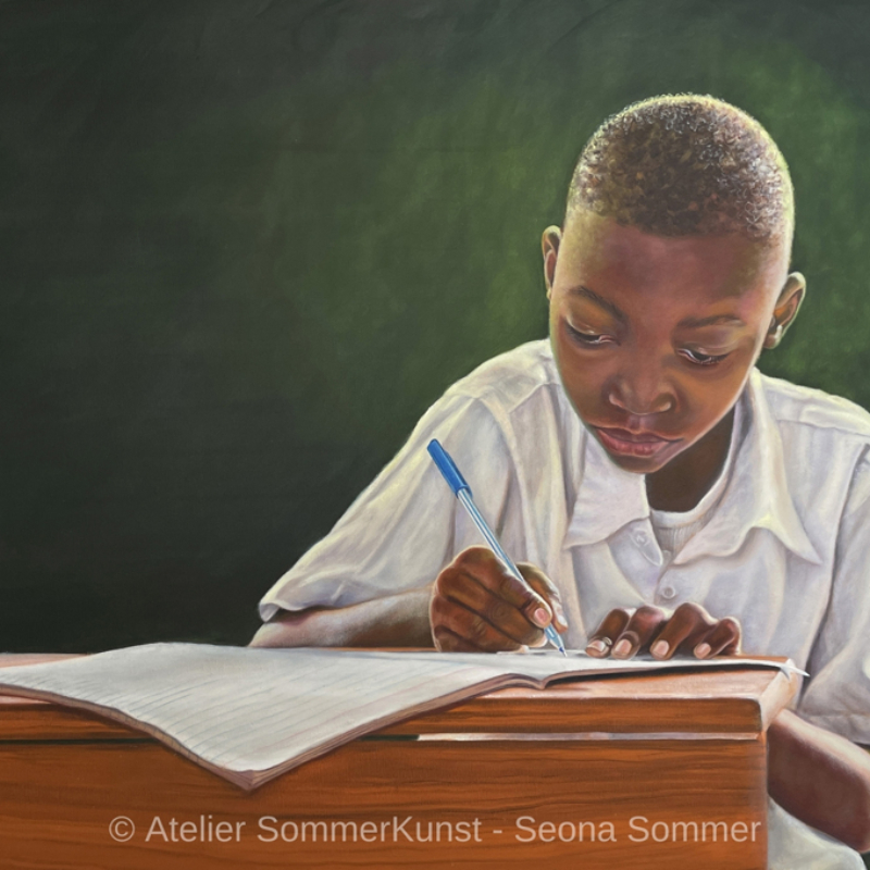 Schoolchildren in Tanzania 6 | Öl auf Leinwand, 80 x 100 cm (Referenzfoto: CK Visuals) | Kontakt: Galerie Petra Kern