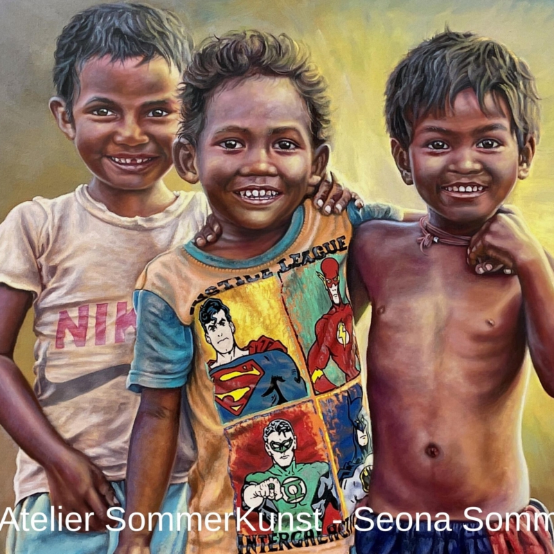 Little Heroes, 2022 | oil on canvas, 70 x 100 cm (reference photo: Anjan Gosh)