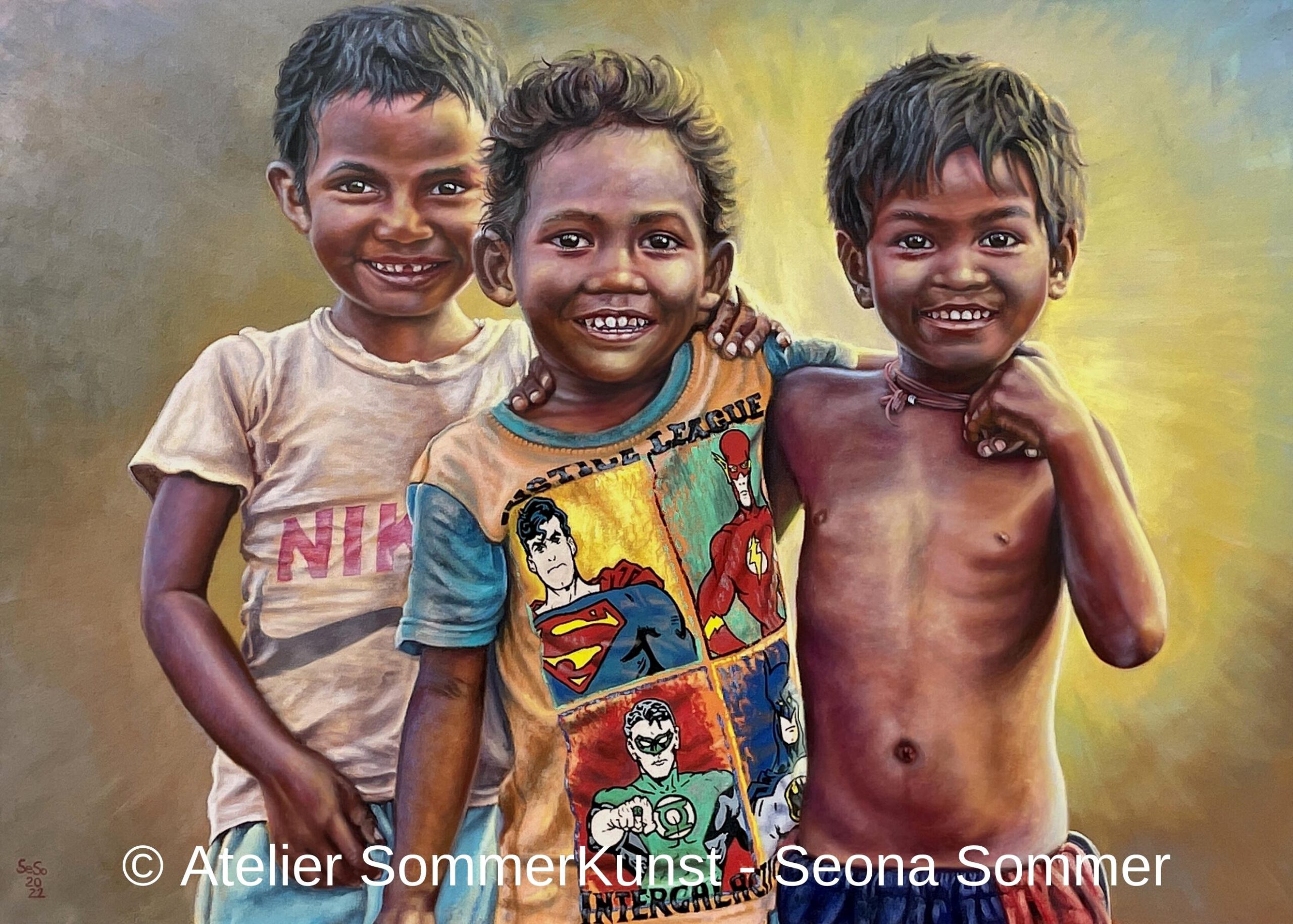 Little Heroes | oil on canvas, 70 x 100 cm (reference photo: Anjan Gosh)