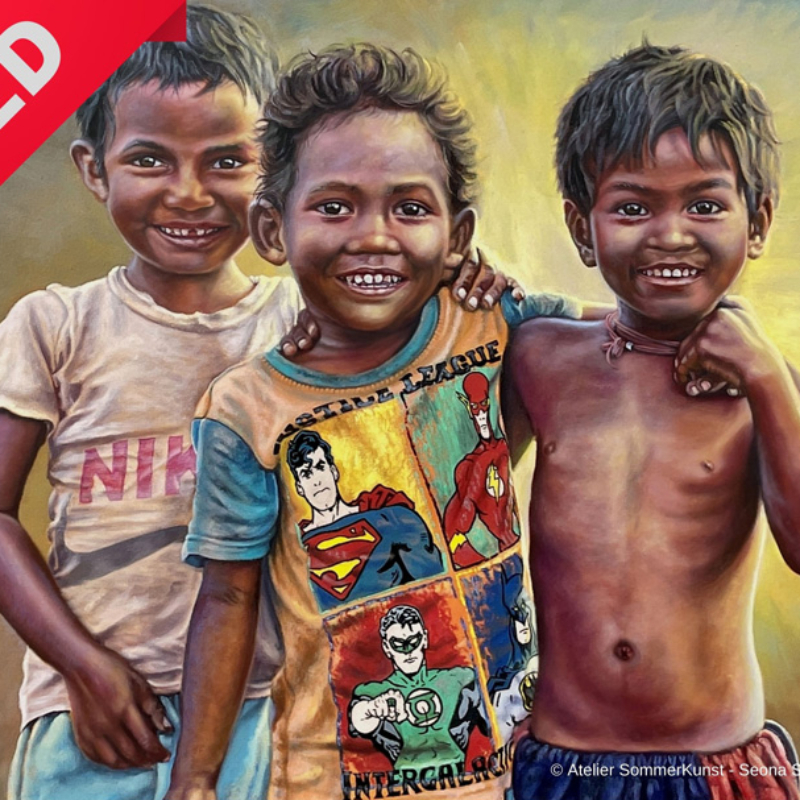 Little Heroes | oil on canvas, 70 x 100 cm (reference photo: Anjan Ghosh)
