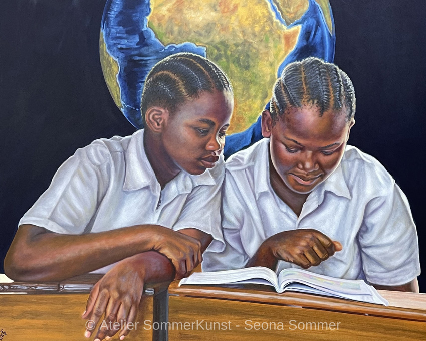 Schoolchildren in Tanzania 8 | oil on canvas, 80 x 100 cm (reference photo: CK Visuals)