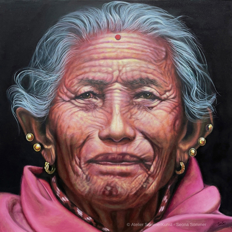 Lady of Wisdom | oil on canvas, 70 x 70 cm (reference photo: Anjan Gosh)