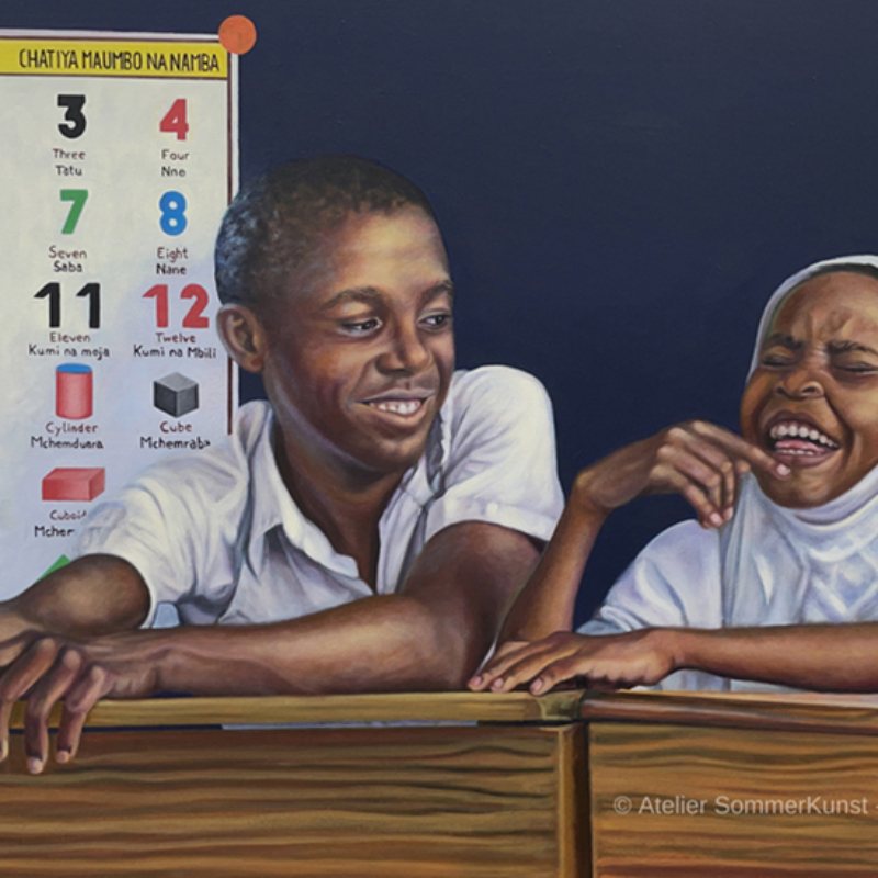 Schoolchildren in Tanzania 9 | Öl auf Leinwand, 80 x 120 cm (Referenzfoto: CK Visuals)