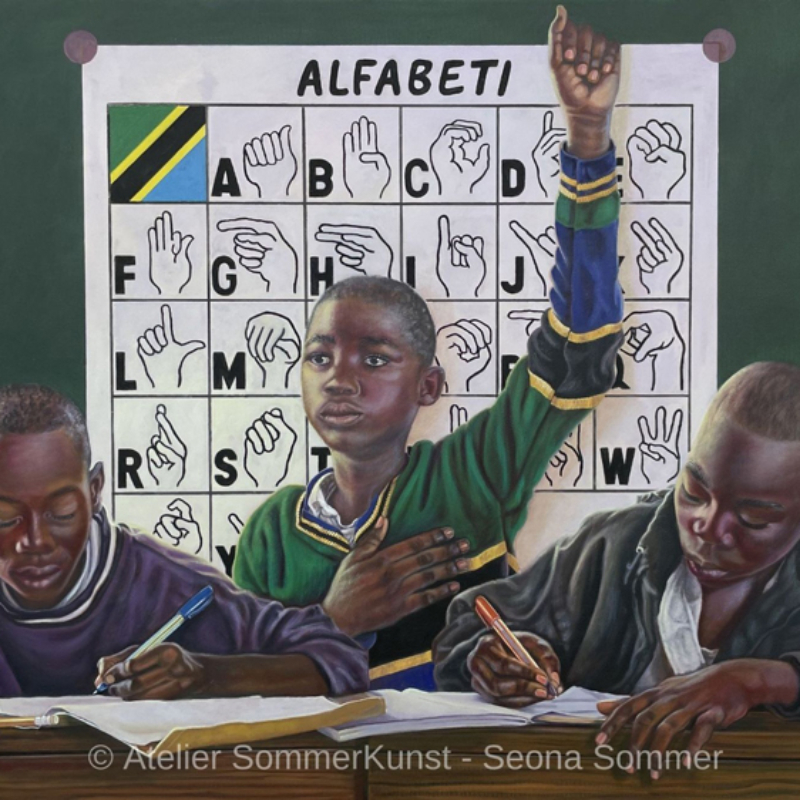 Schoolchildren in Tanzania 10 | Öl auf Leinwand, 80 x 120 cm (Referenzfotos: CK Visuals)