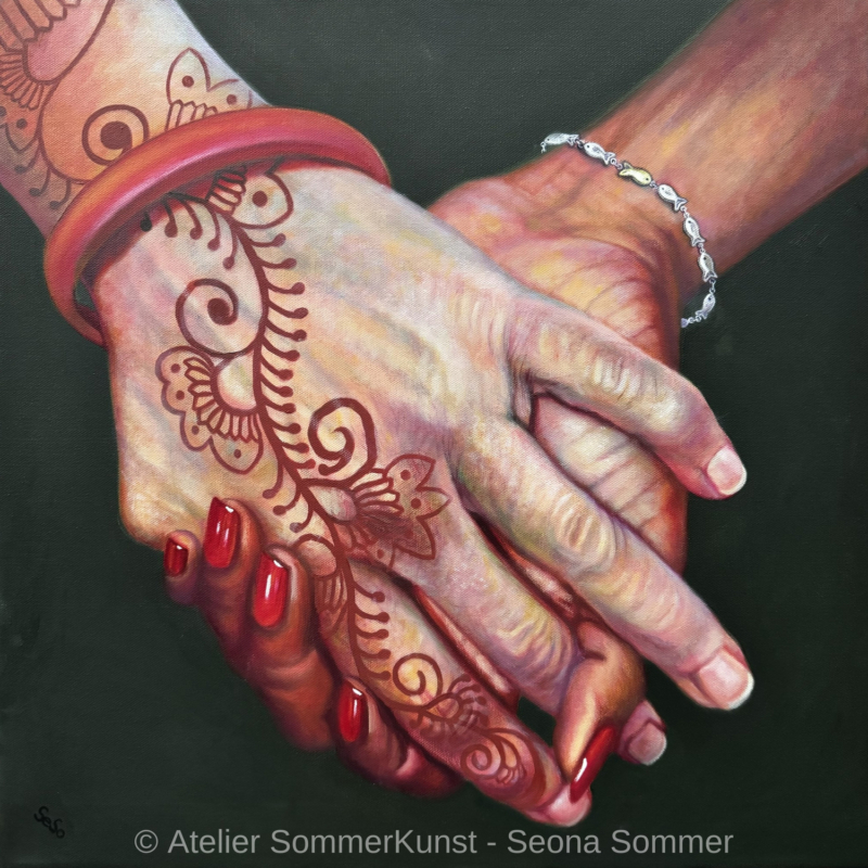 Hand in Hand | Öl auf Leinwand, 50 x 50 cm (2.600 EUR)